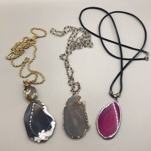 Bundle lot 3 stone/gemstone agate necklaces